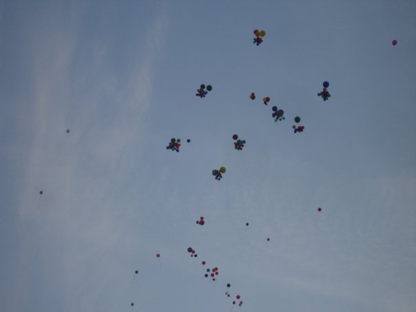 The Balloons float away at the start of the show 